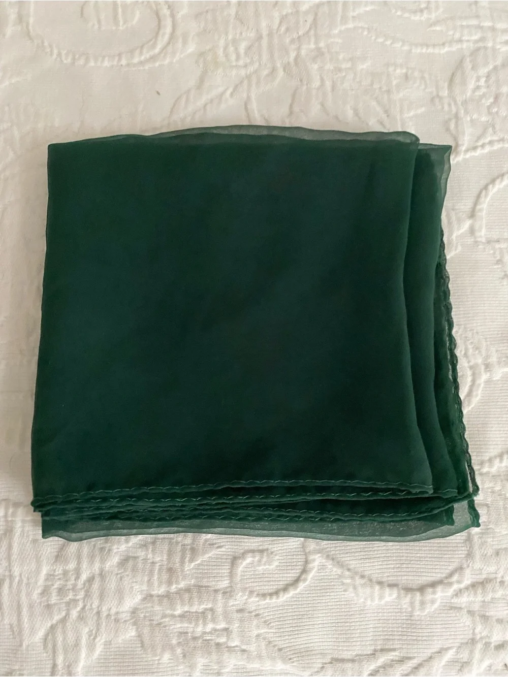 Vintage Sheer Chiffon Square Scarf Green